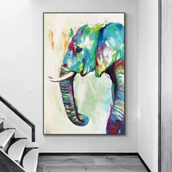 Elefriend -Art By Maudsch Hademade Modern Art Blue Elephant Oil Paintings on Canvas Graffiti Art Animals oil painting Wall Pictures 4 95401052 c97d 49c7 b171 942da2cd1076