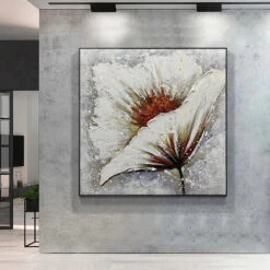 Welcoming The Sun -Art By Maudsch Hand Painted Wall Art Abstract Oil Painting Large White Flower Oil Painting On Canvas Painting Decoration