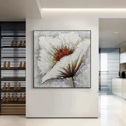 Welcoming The Sun -Art By Maudsch Hand Painted Wall Art Abstract Oil Painting Large White Flower Oil Painting On Canvas Painting Decoration 1