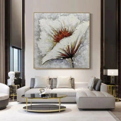 Welcoming The Sun -Art By Maudsch Hand Painted Wall Art Abstract Oil Painting Large White Flower Oil Painting On Canvas Painting Decoration 5