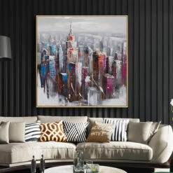 Metropolitan Skyline -Art By Maudsch Handmade Abstract Oil Painting Wall Art Building Landscape Minimalist Modern On Canvas Decorative For Living Room 5 6255de59 bb97 40b1 b78d 5d795762d28f