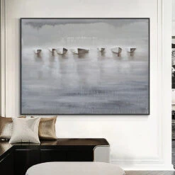 Misty Boats 9 Misty Boats -Art By Maudsch Home Decor Hand Painted Modern Large Abstract white Sailboat On The Sea Picture Seascape picture Wall 1f46c355 46aa 4089 ab43 75d61b79991a