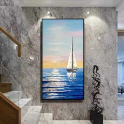 Sailing Away -Art By Maudsch Large Size Sailboat Landscape Modern 100 Handmade Abstract Oil Painting Wall Art Decorative For Living Room a56afe04 3661 42b1 a84d 820952499ee1