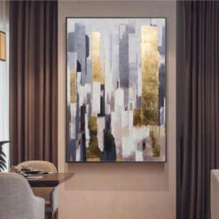 Golden Metropole 9 Golden Metropole -Art By Maudsch Nordic style Hand painted Abstract Oil Painting On Canvas modren landscape painting Wall Art Picture for 1